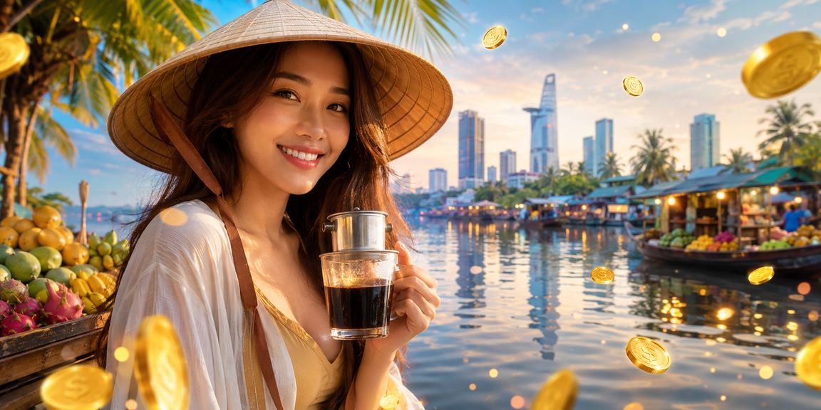 Người dùng trải nghiệm ứng dụng cá cược 5998 tại vùng Mekong với nón lá truyền thống