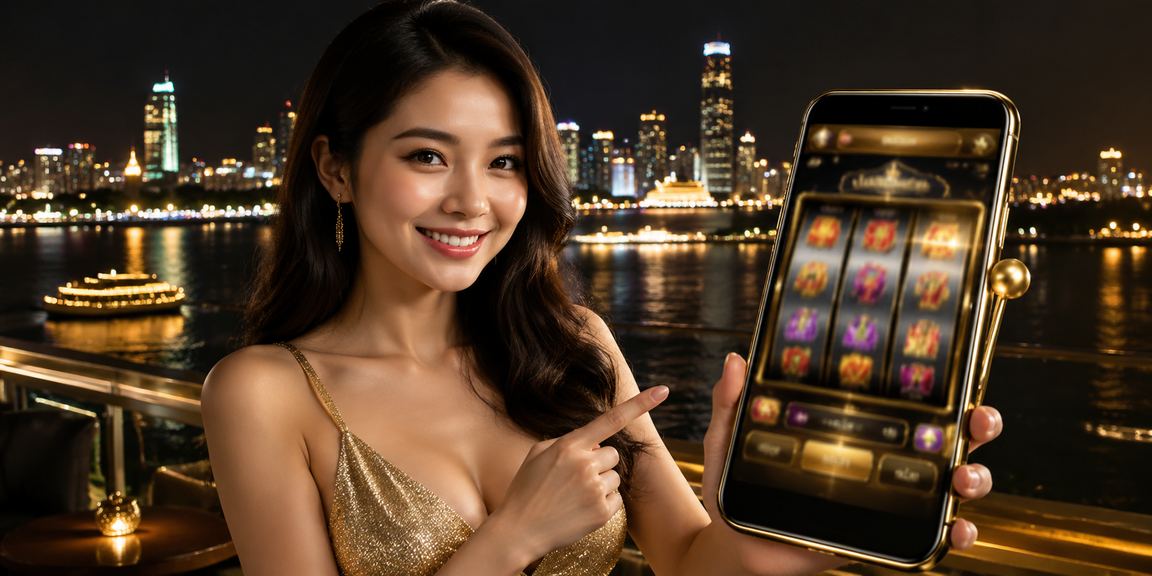 Người chơi Slots game trên điện thoại tại bãi biển vùng Mekong buổi chiều