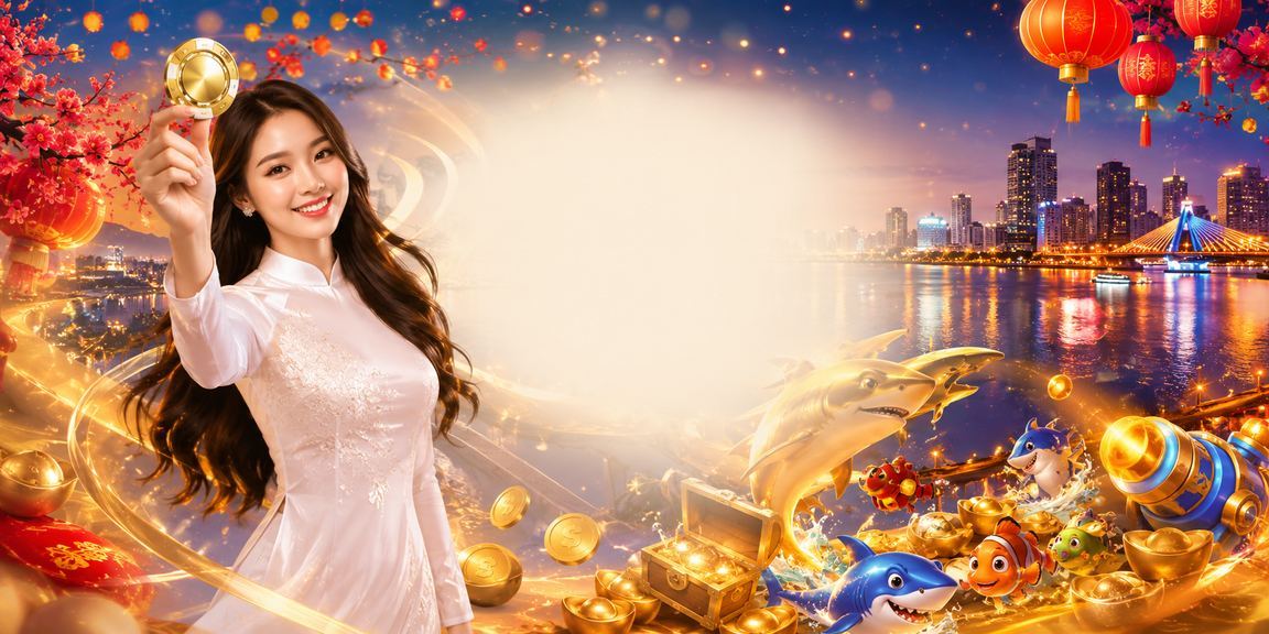 Người chơi game bắn cá trong trang phục áo dài tại Sài Gòn, tập trung theo dõi màn hình